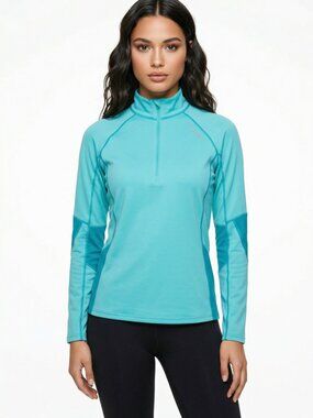 Mammut Alpine Underwear Base Layer Quarterzip in Turquoise Size Women's Large L